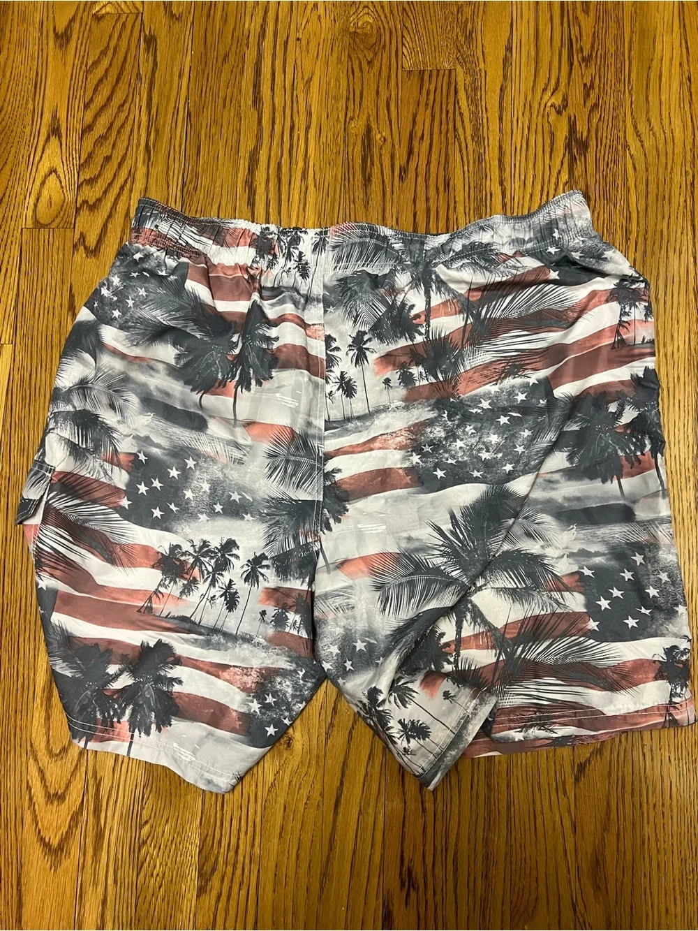 Patriotic Palm Men's Swim Trunks - Red, White & Blue